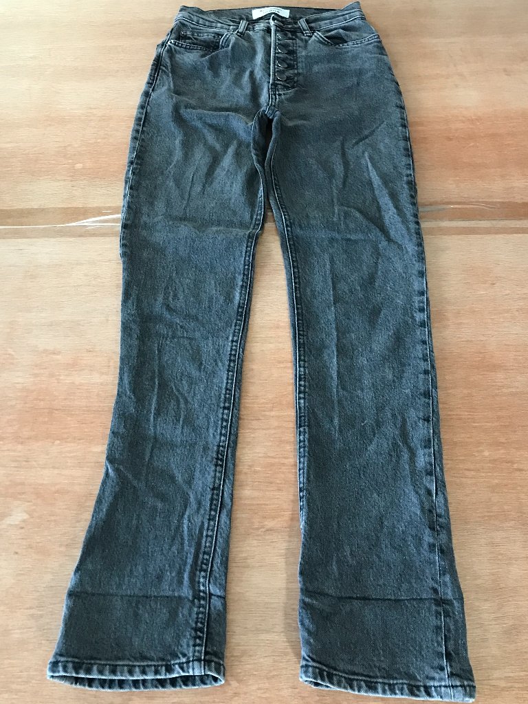 Reformation Liza Slim Straight Leg Jeans Women 23 Black Button Fly Mid Rise
